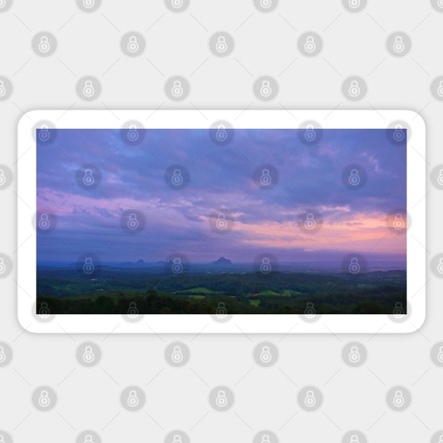 Glass House Mountains - From Tranquil Park Maleny Sticker by pops